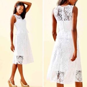 Lilly Pulitzer Nolea Midi Peplum Dress White Lace